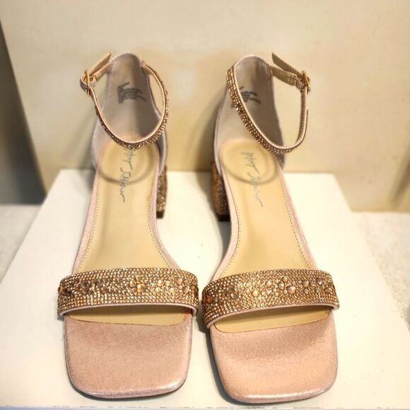 Brand New Betsey Johnson "Grant" Rose Gold Crystal Strappy Sandals SZ.8.5 $109 - Picture 3 of 10